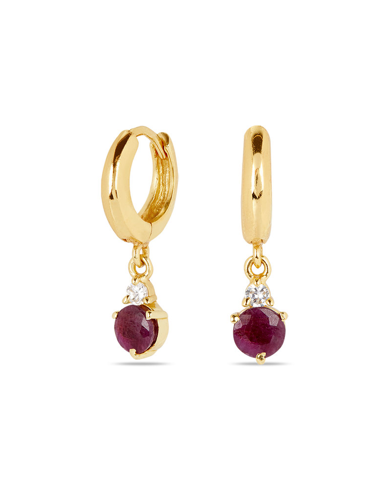 July Birthstone Earrings - Ruby 