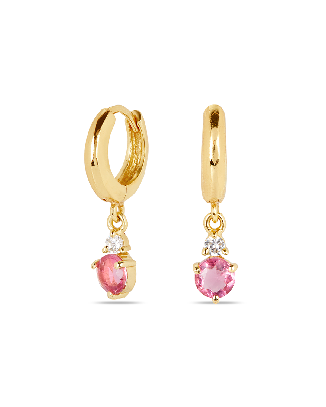 Pendientes Birthstone Octubre - Turmalina Rosa