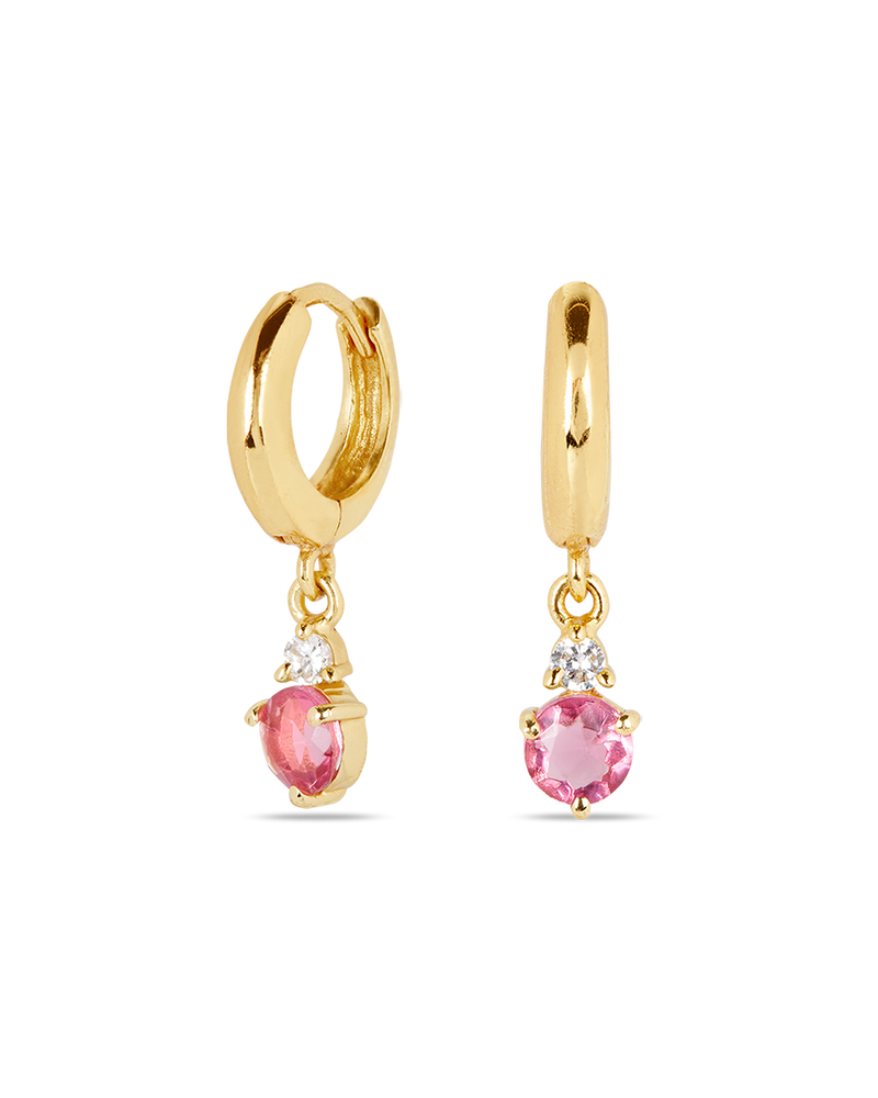 Pendientes Birthstone Octubre - Turmalina Rosa