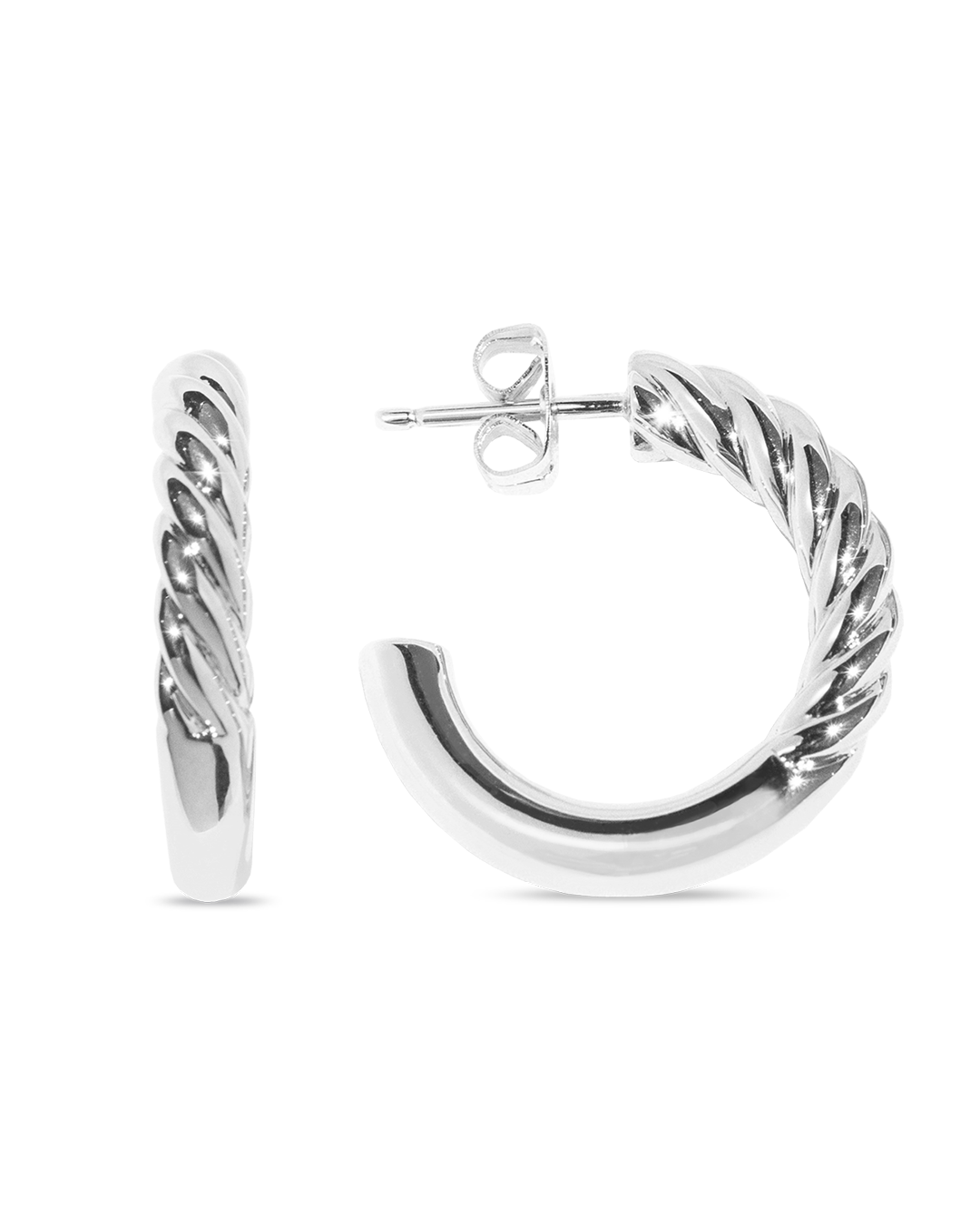 Euphoria Braided Silver Hoops
