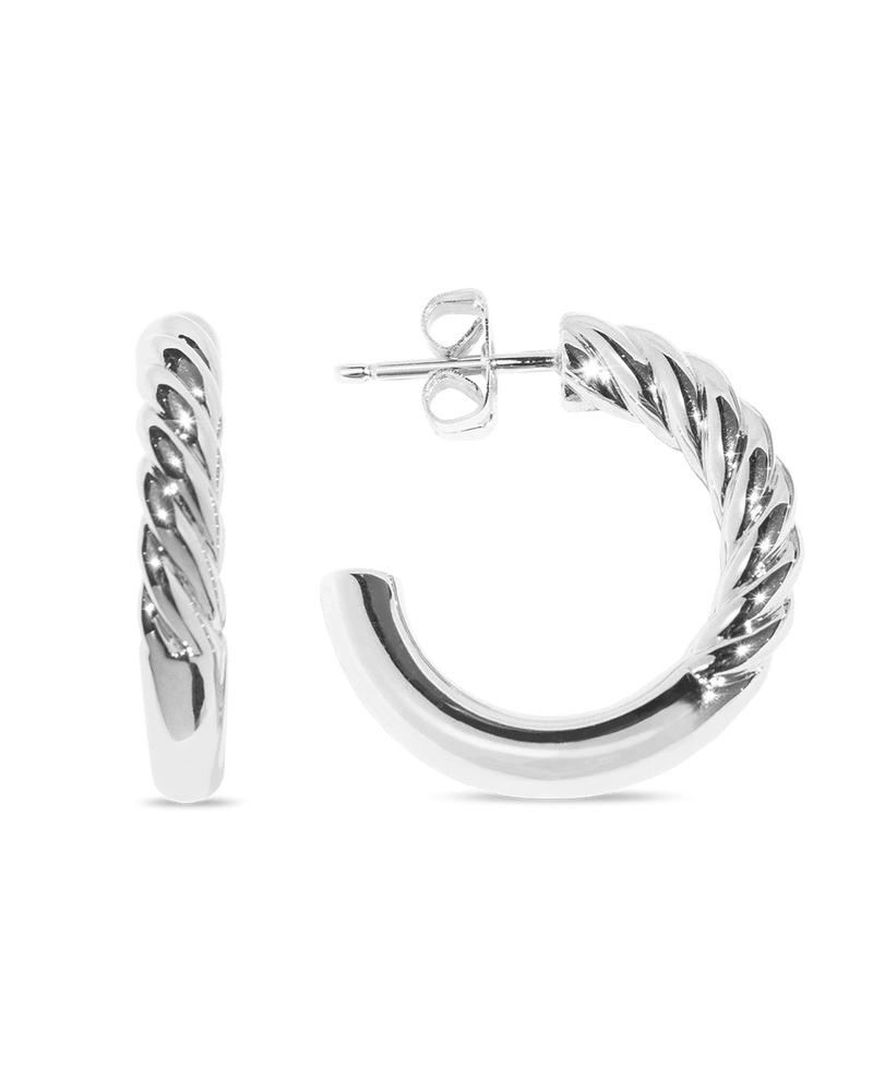 Euphoria Braided Silver Hoops