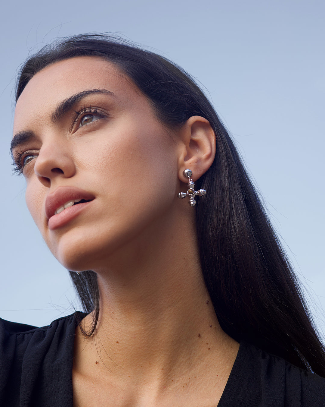 Osiris Silver Cross Earrings
