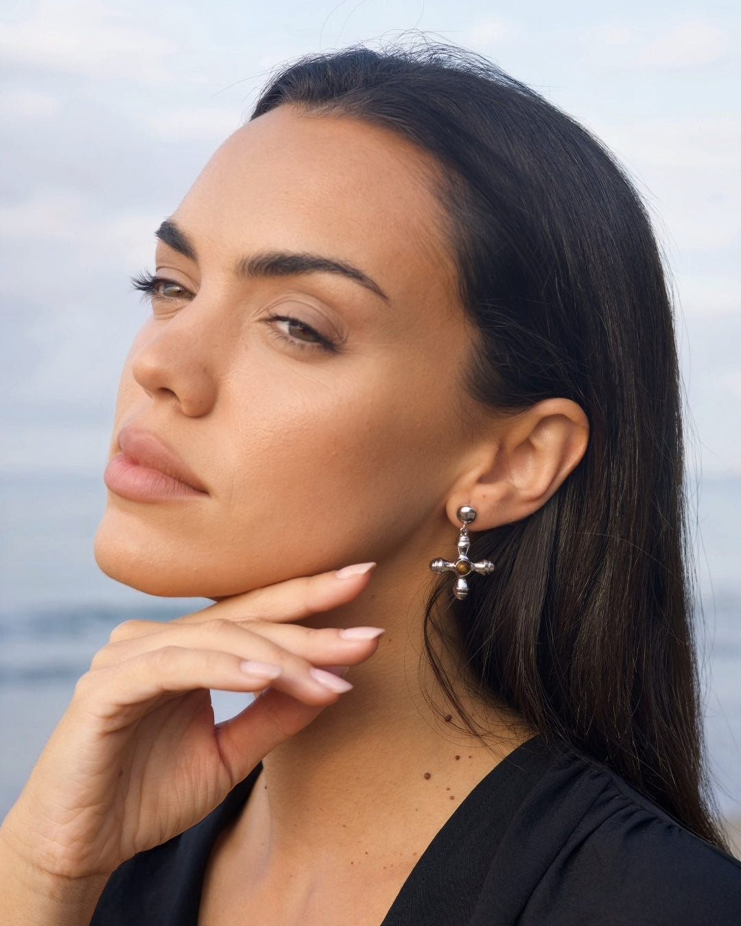 Osiris Silver Cross Earrings