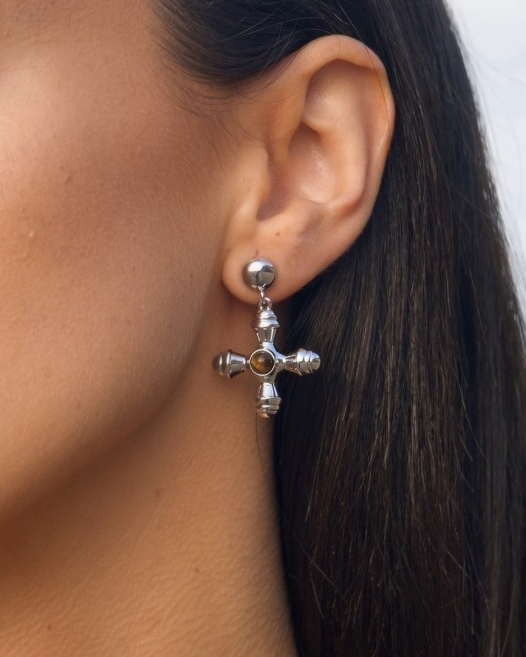 Osiris Silver Cross Earrings