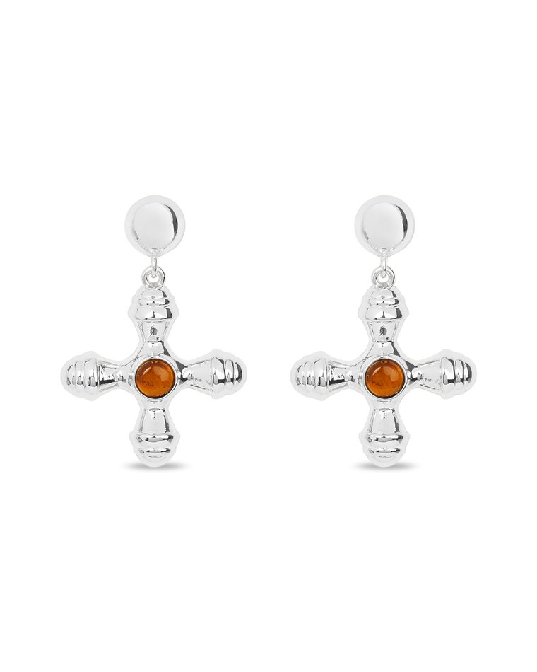 Pendientes Cruz Plateados Osiris
