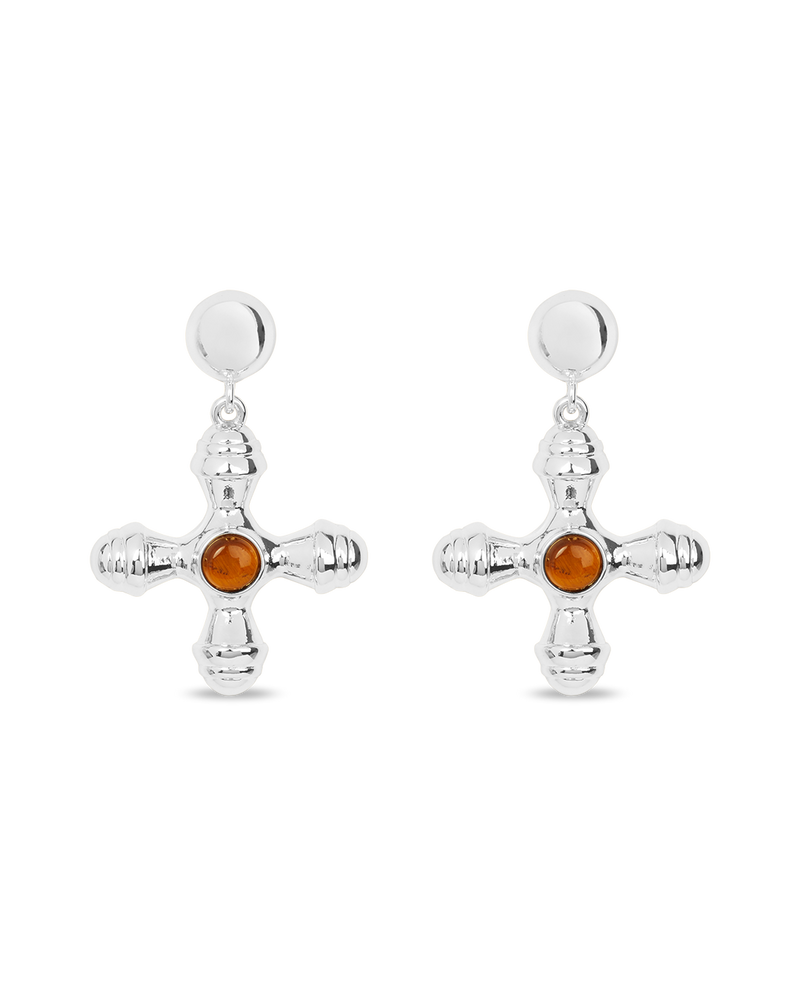 Pendientes Cruz Plateados Osiris