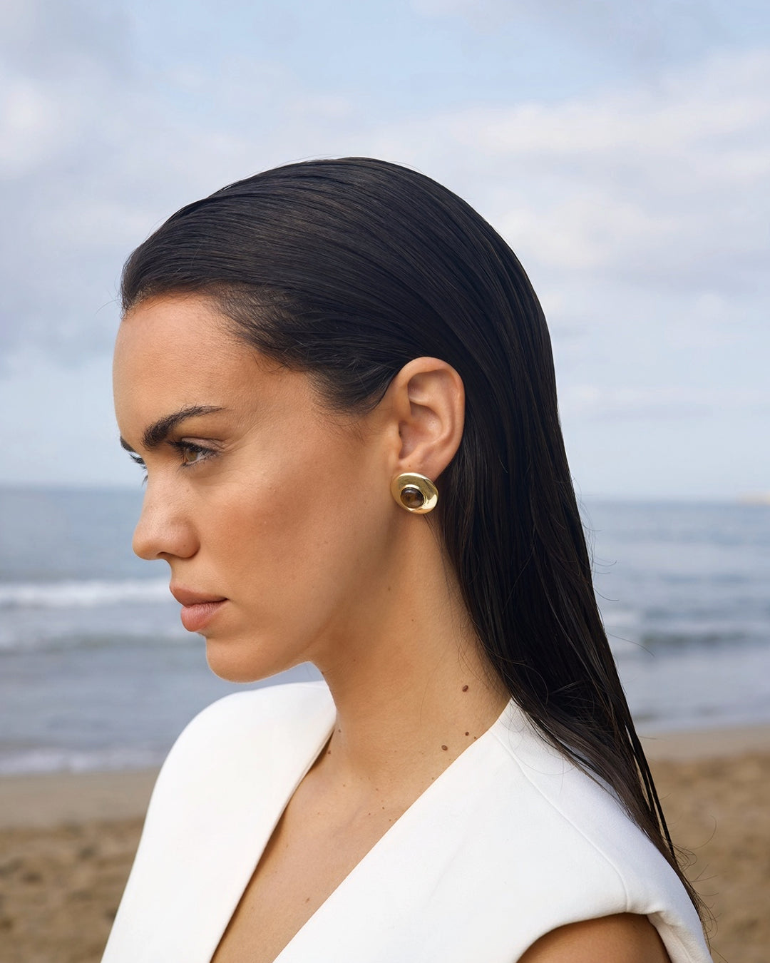 Hathor Tiger's Eye Earrings
