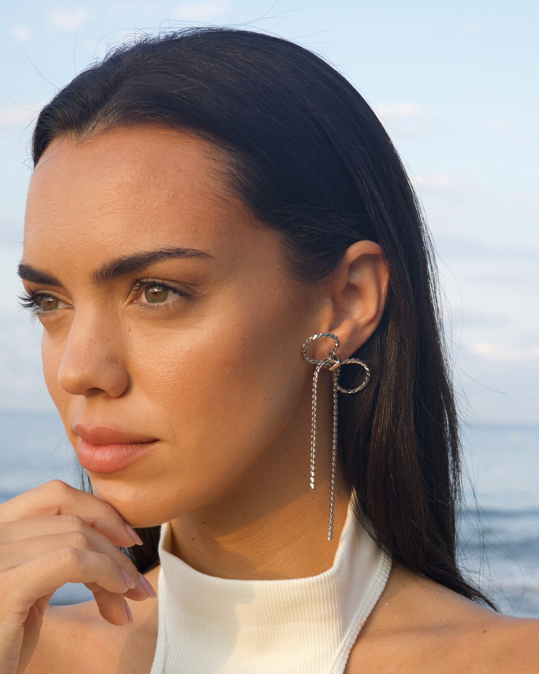 Pendientes Plateados Lazo Tyet