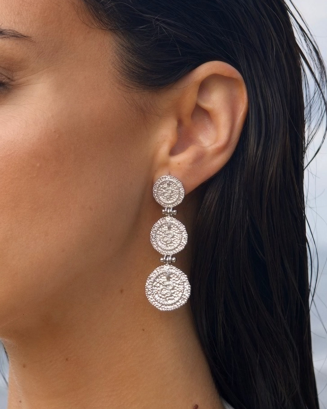 Silver Mut Coin Earrings