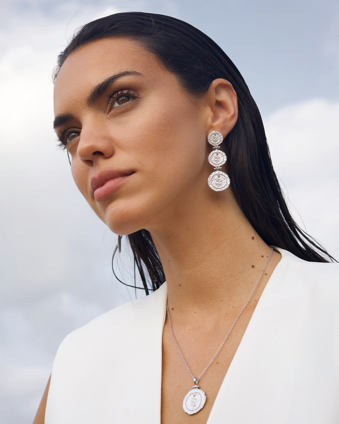Silver Mut Coin Earrings