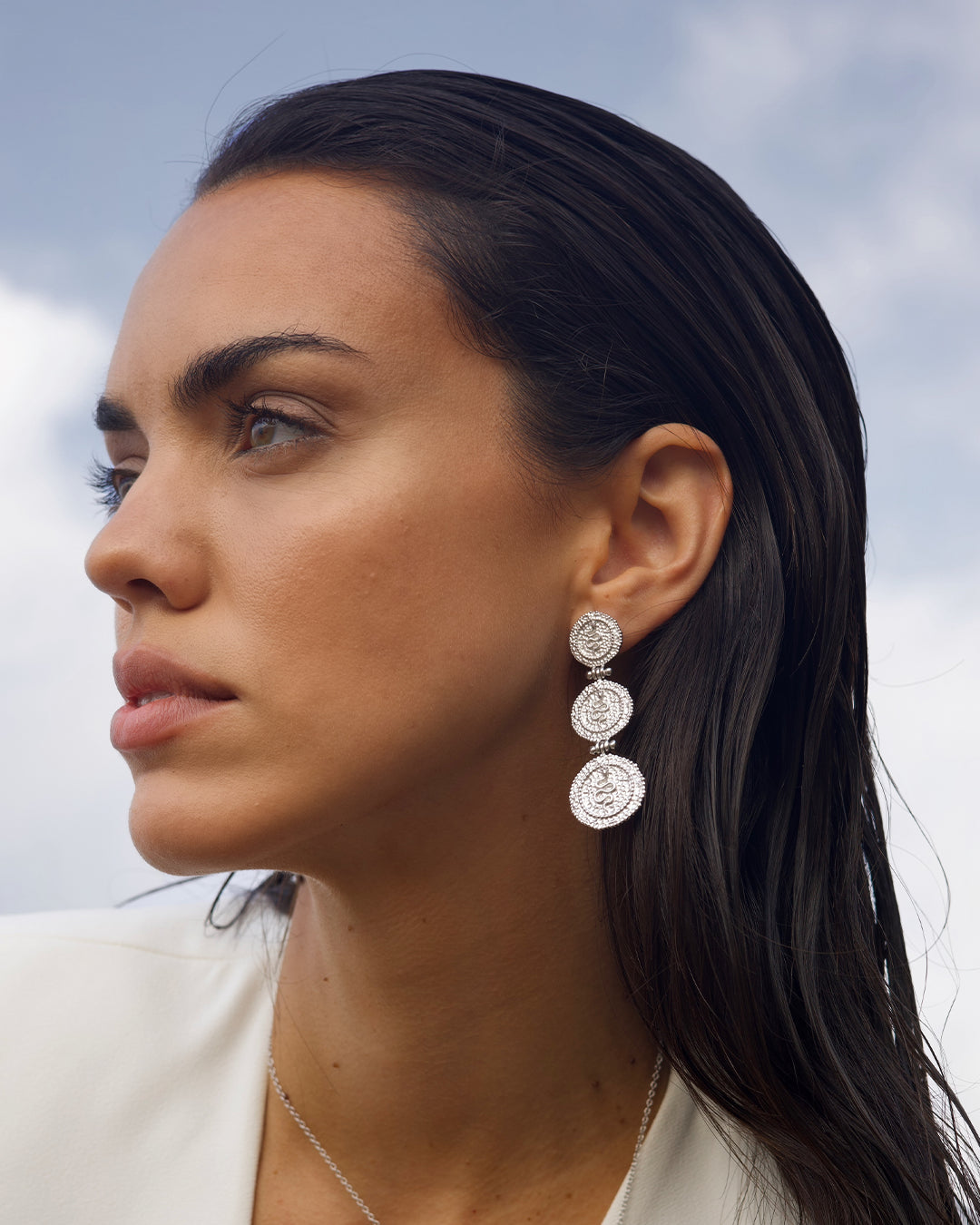 Silver Mut Coin Earrings