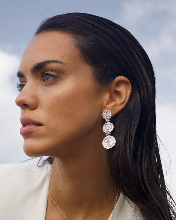 Pendientes Plateados Monedas Mut