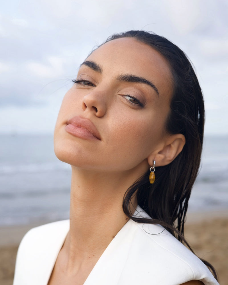 Pendientes Plateados Ojo De Tigre Bastet