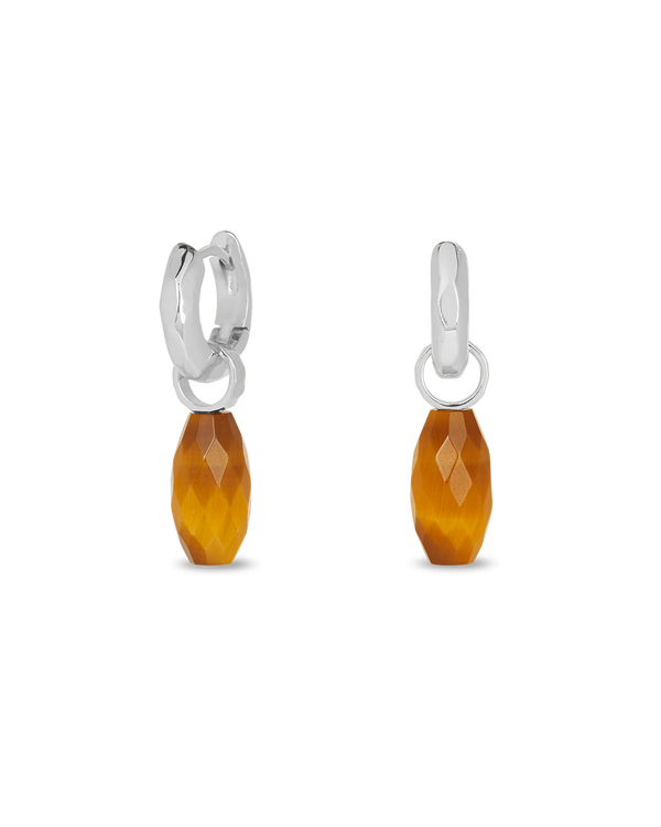 Pendientes Plateados Ojo De Tigre Bastet