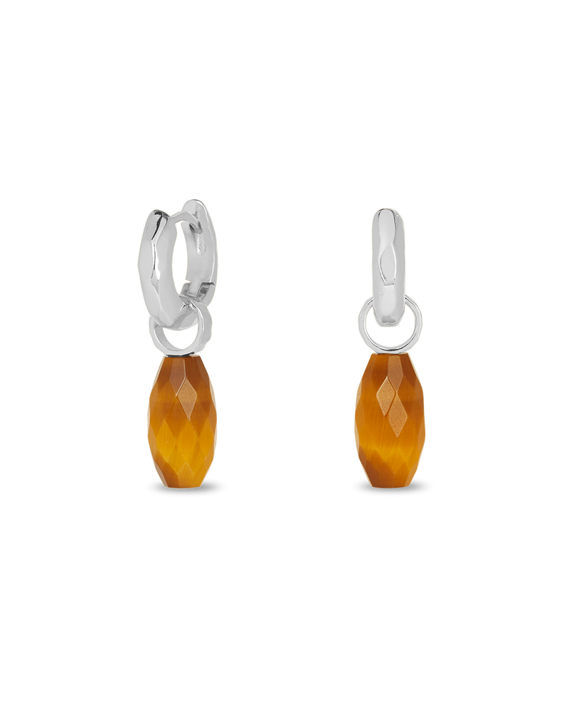 Pendientes Plateados Ojo De Tigre Bastet