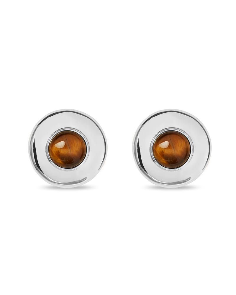 Hathor Tiger's Eye Silver Earrings