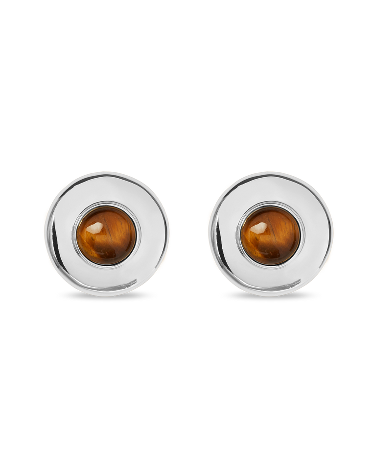 Pendientes Plateados Ojo De Tigre Hathor