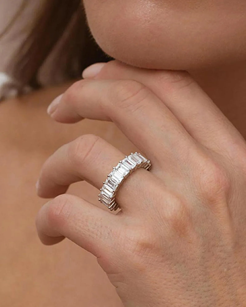 Light Silver Baguette Ring
