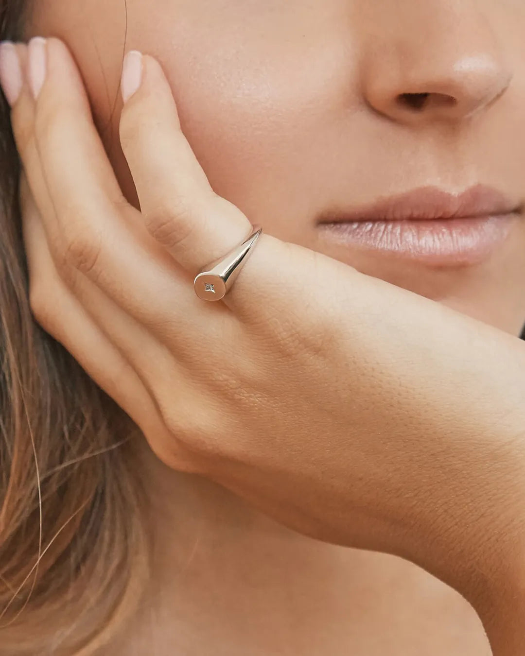 Anillo Plata Sello Star Signet