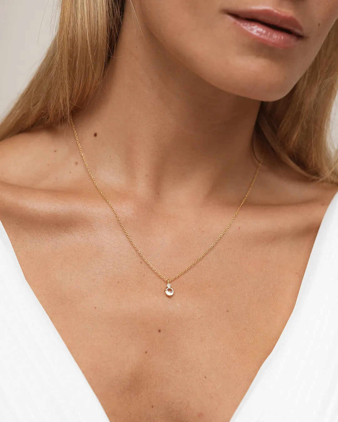 April Birthstone Necklace - White Topaz 
