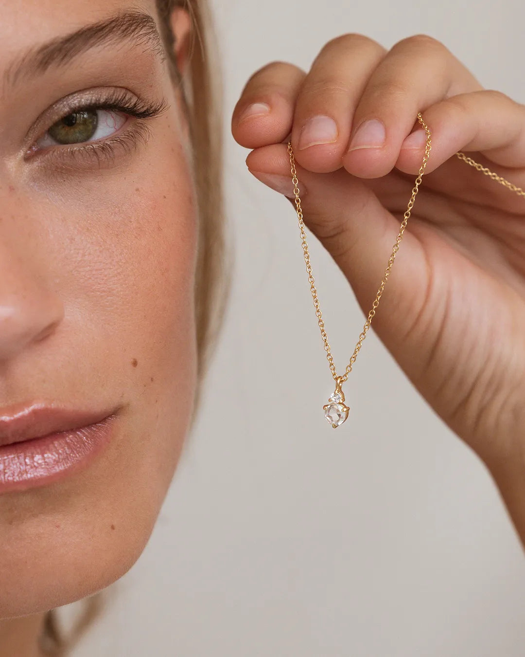 April Birthstone Necklace - White Topaz 