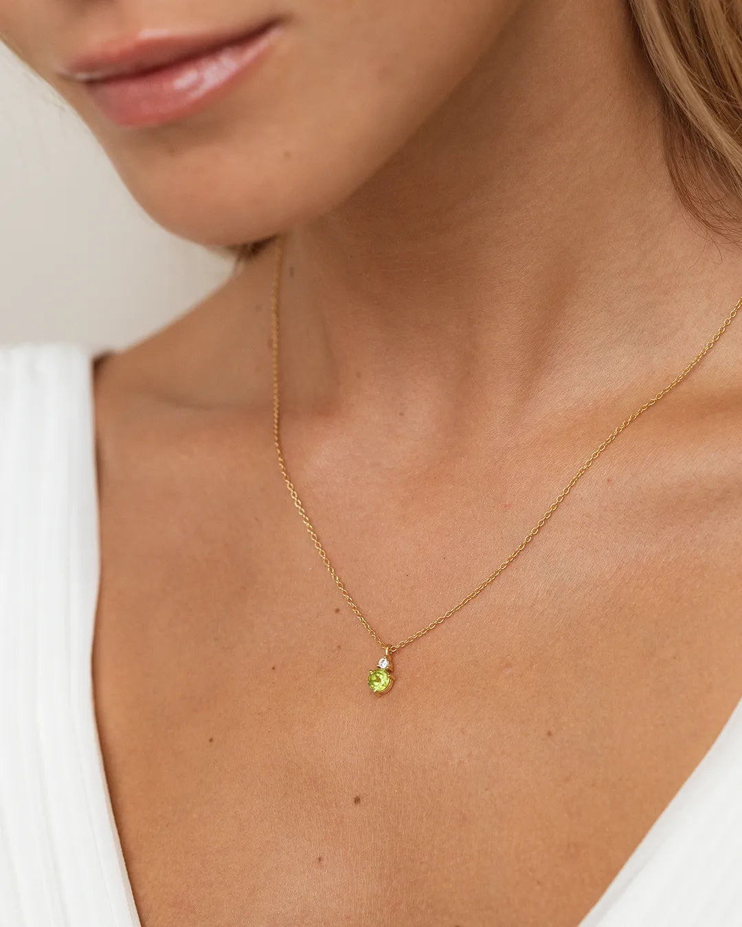 August Birthstone Necklace - Peridot