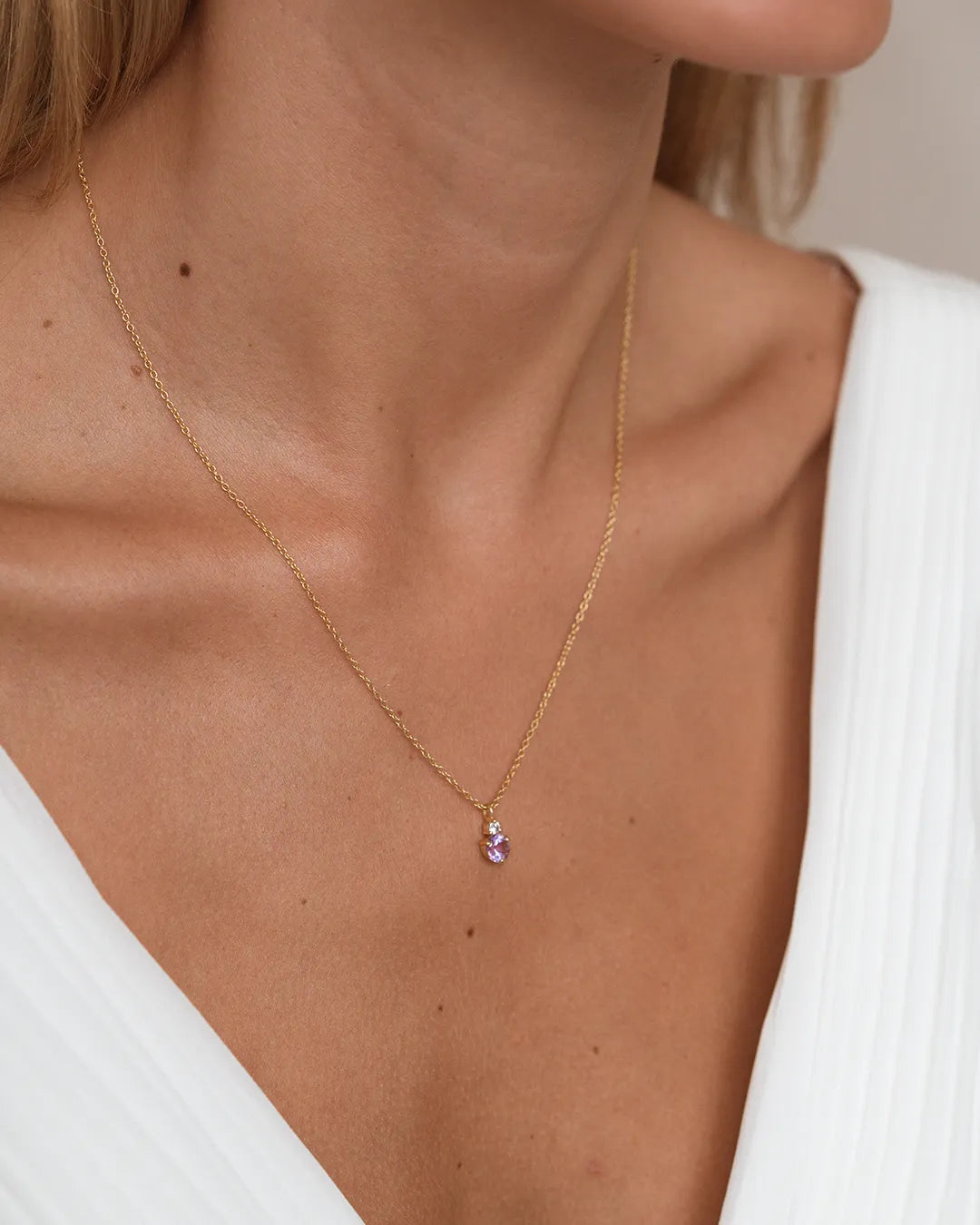 February Birthstone Necklace - Amethyst 
