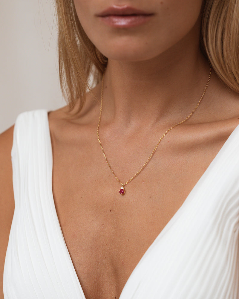 July Birthstone Necklace - Ruby