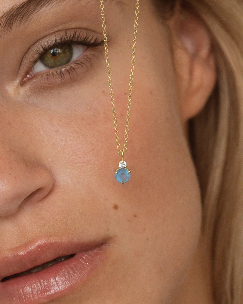 March Birthstone Necklace - Aquamarine 