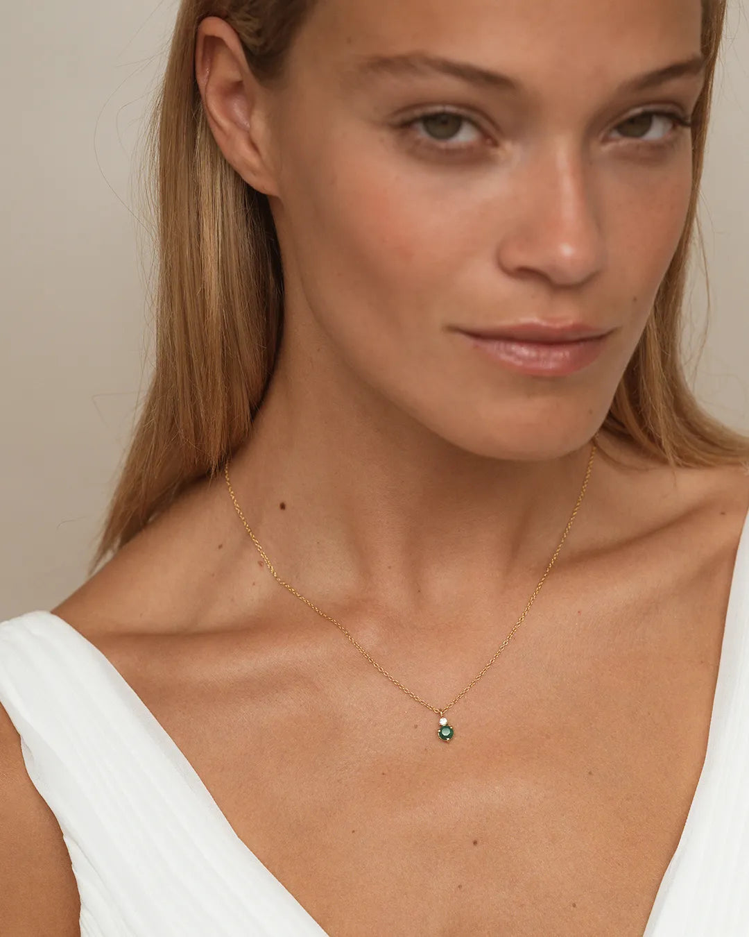 May Birthstone Necklace - Emerald