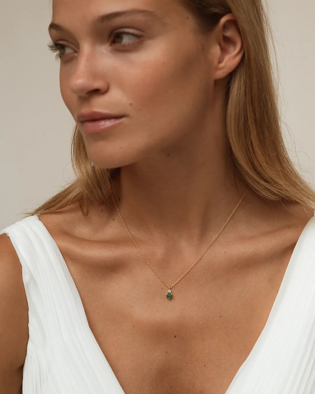 May Birthstone Necklace - Emerald