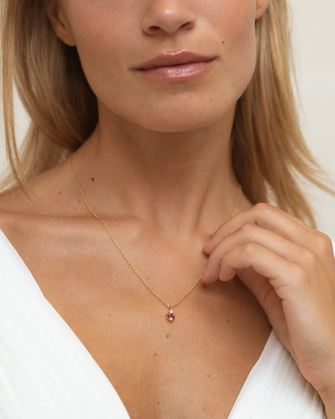 October Birthstone Necklace - Pink Tourmaline
