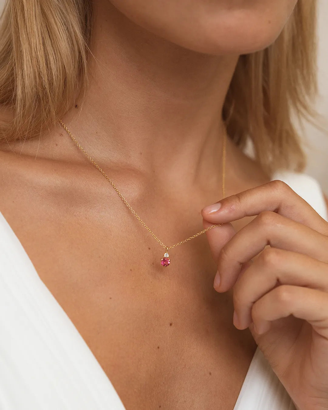 October Birthstone Necklace - Pink Tourmaline