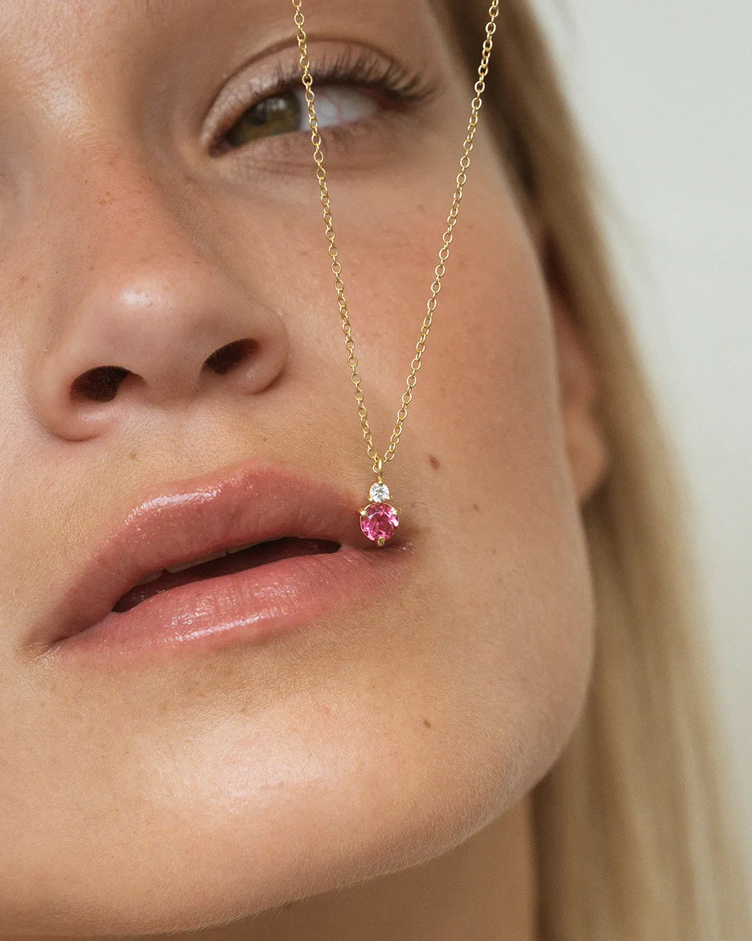 October Birthstone Necklace - Pink Tourmaline