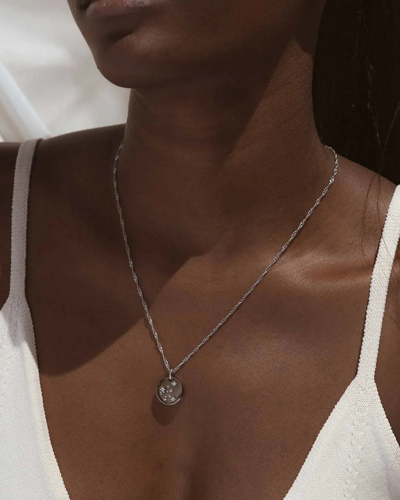 Aquarius Zodiac Silver Necklace