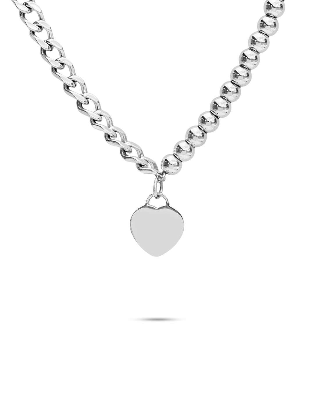 Collar Plateado Bolas Heart