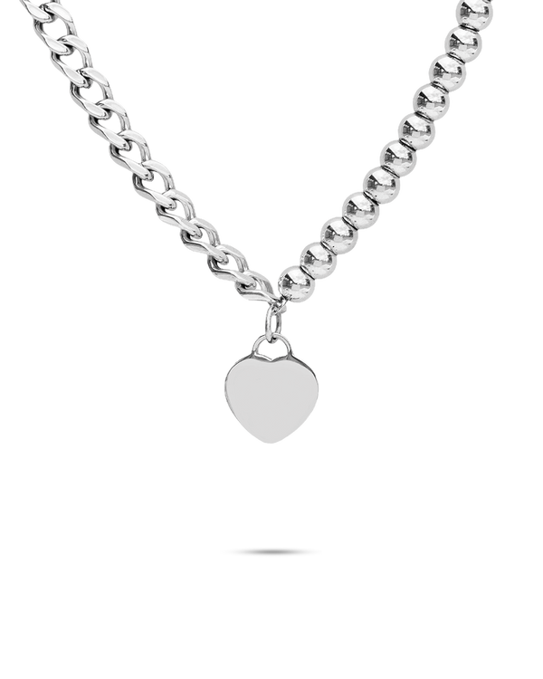 Collar Plateado Bolas Heart