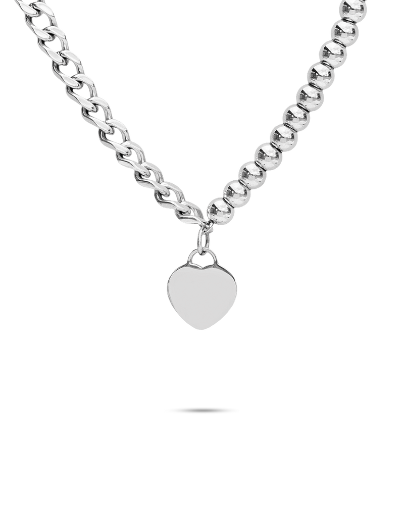 Collar Plateado Bolas Heart