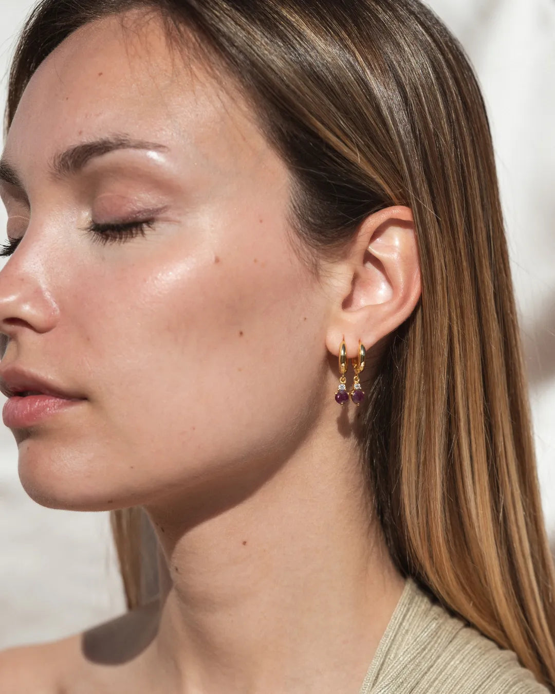 Pendientes Birthstone Enero - Granate