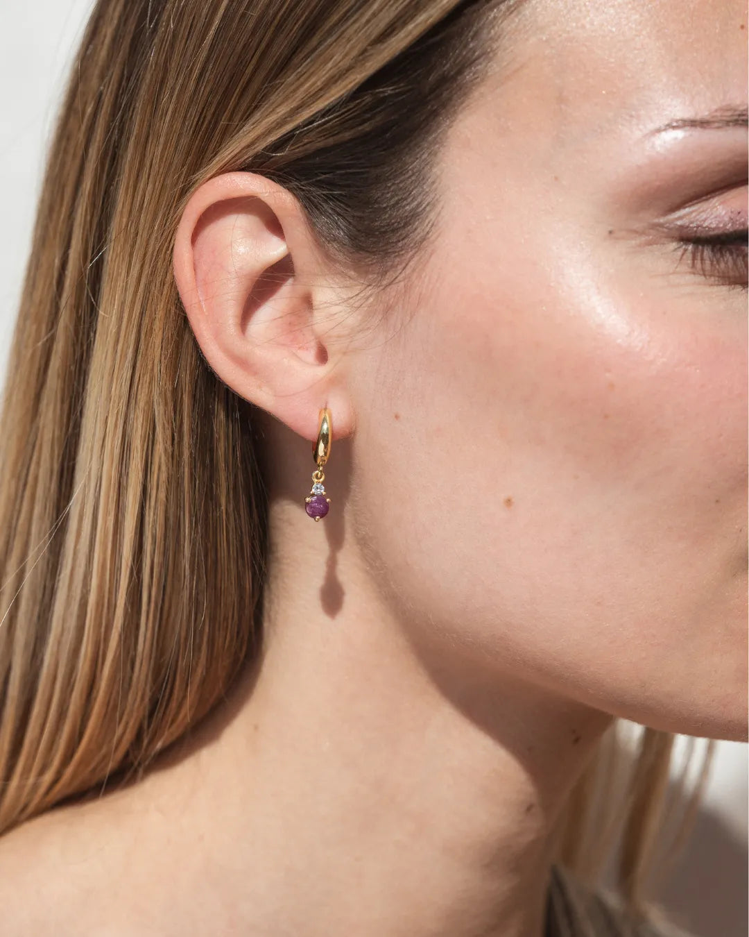 Pendientes Birthstone Julio - Rubí