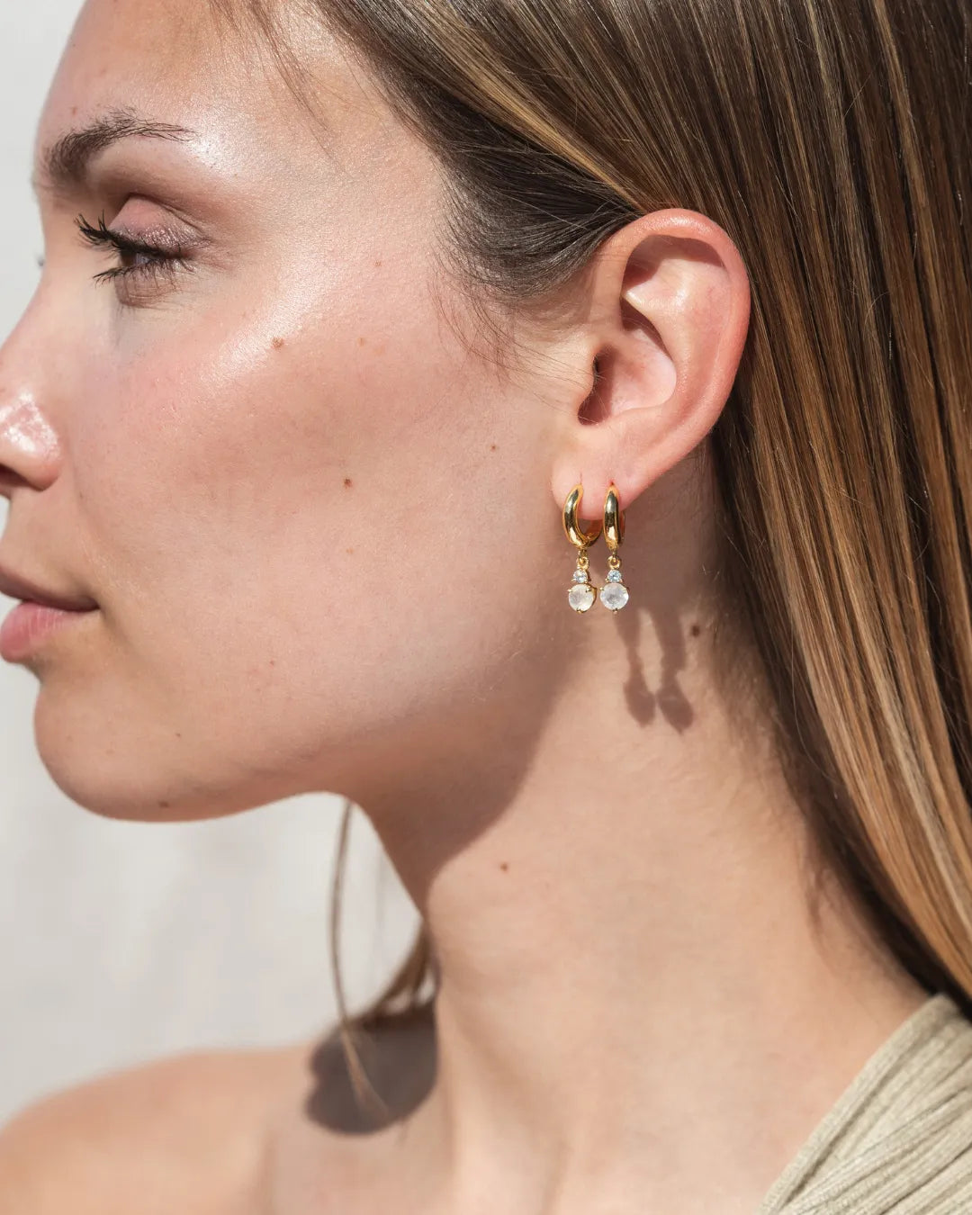 Pendientes Birthstone Junio - Piedra Lunar