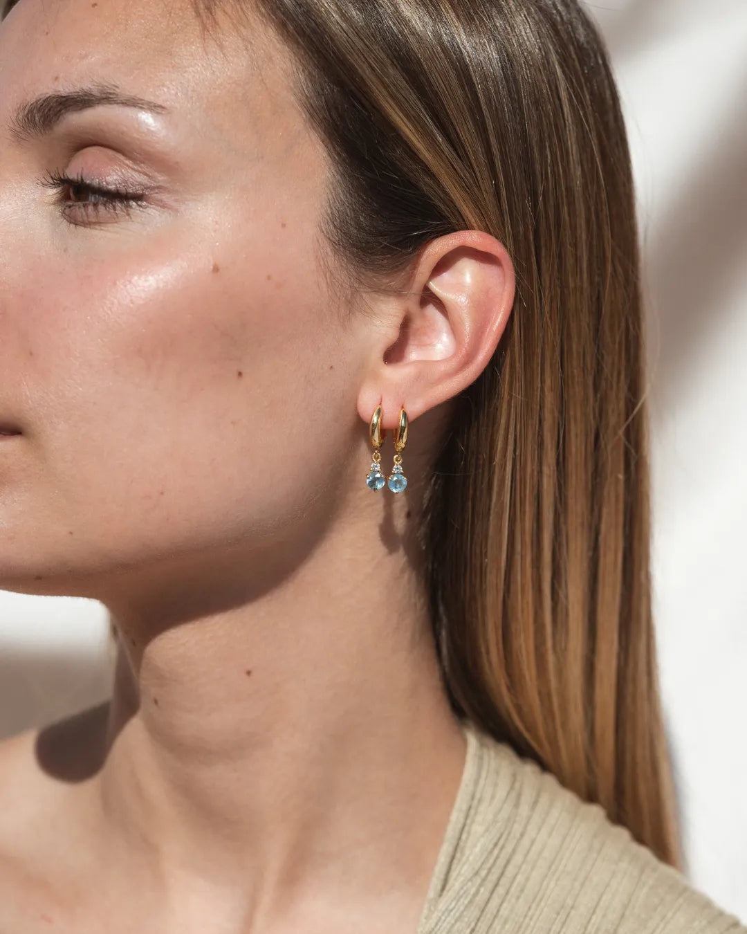 Pendientes Birthstone Marzo - Aguamarina