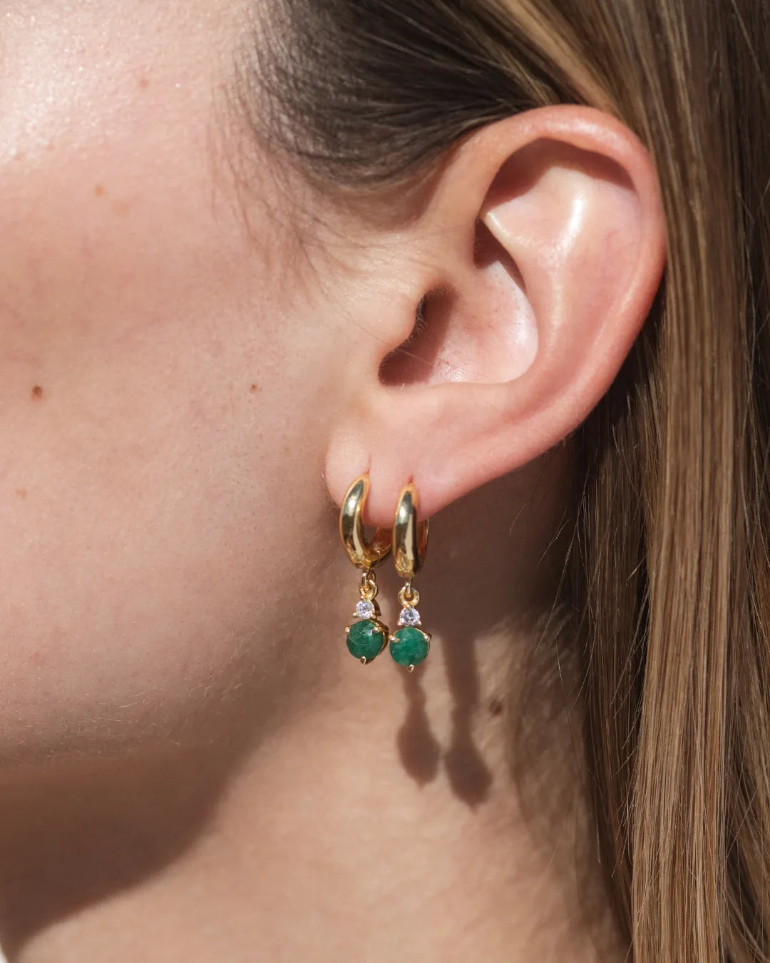 Pendientes Birthstone Mayo - Esmeralda