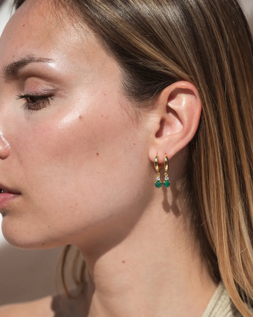 Pendientes Birthstone Mayo - Esmeralda