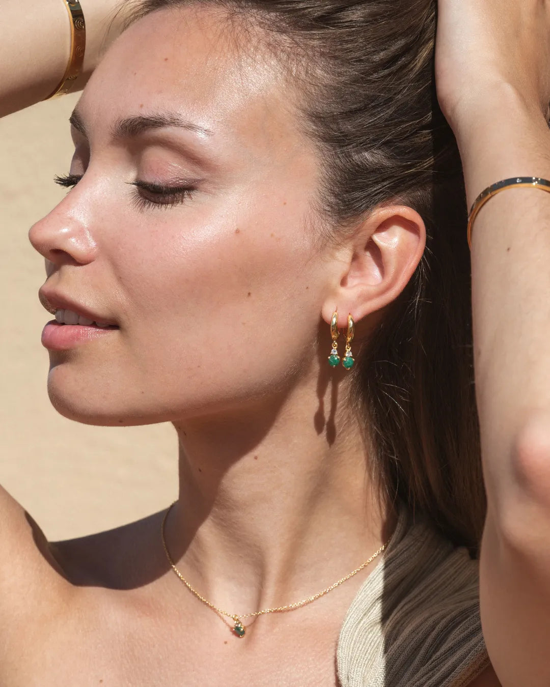 Pendientes Birthstone Mayo - Esmeralda