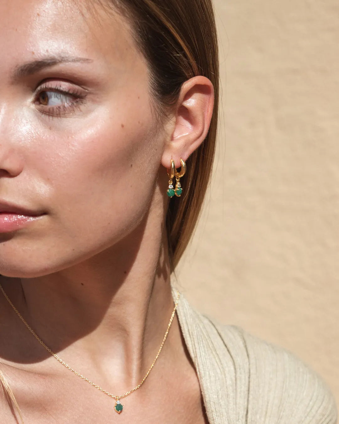 Pendientes Birthstone Mayo - Esmeralda