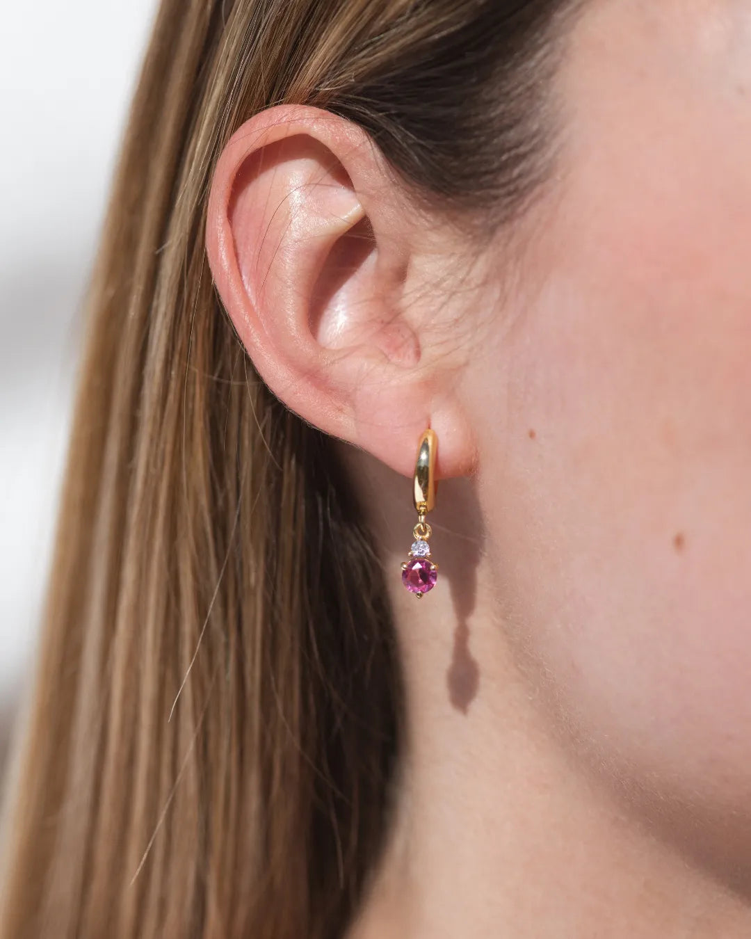 Pendientes Birthstone Octubre - Turmalina Rosa