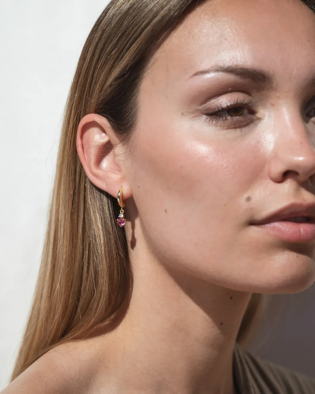 Pendientes Birthstone Octubre - Turmalina Rosa