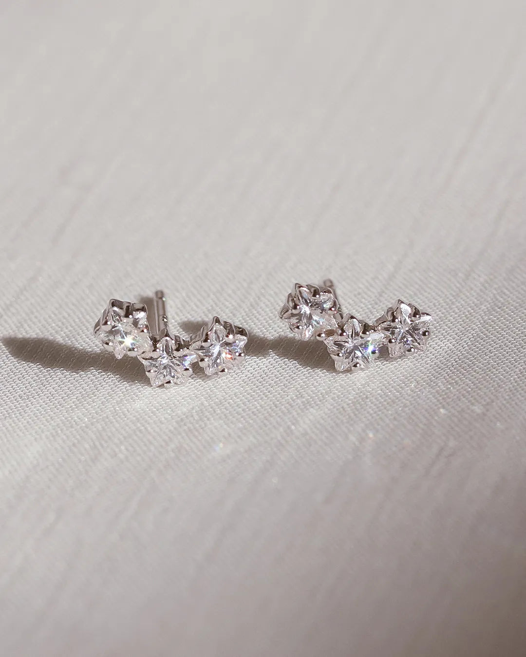 Silver Mini Tristar Star Earrings