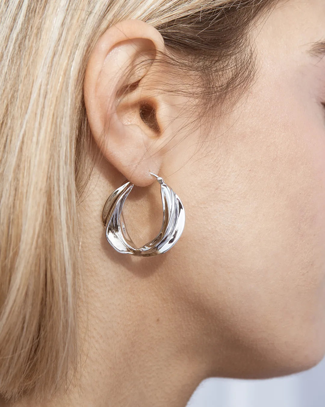 Savage Large Silver Hoops